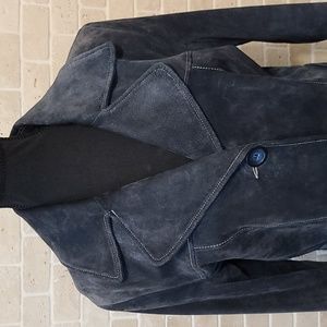 Women's Danier Navy Genuine Suede Trench Coat (Sz S/M)